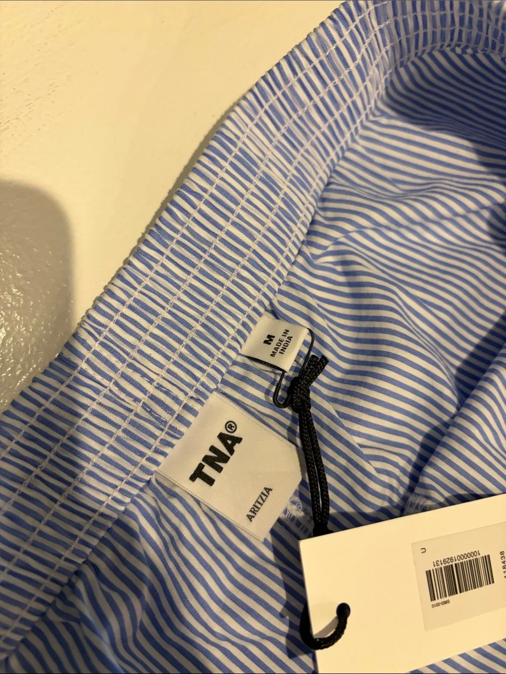 Aritzia women’s Light Blue & White Pinstripe Flat Front Shorts/boxers